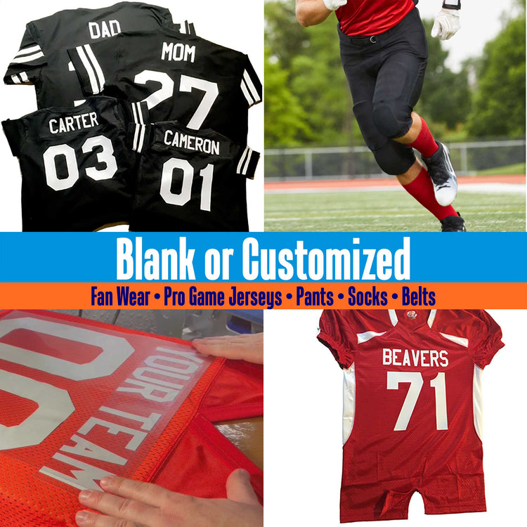 Football Uniforms - Jerseys, Pants, Socks & Belts