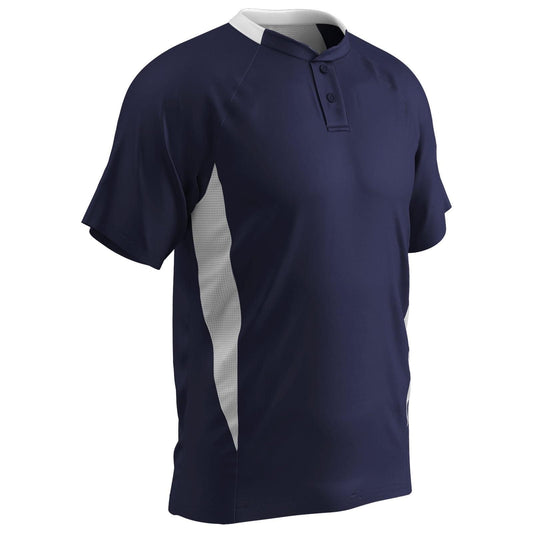 Clean-Up 2-Button 2-Color Moisture Wicking Baseball Sport Jersey, Adult