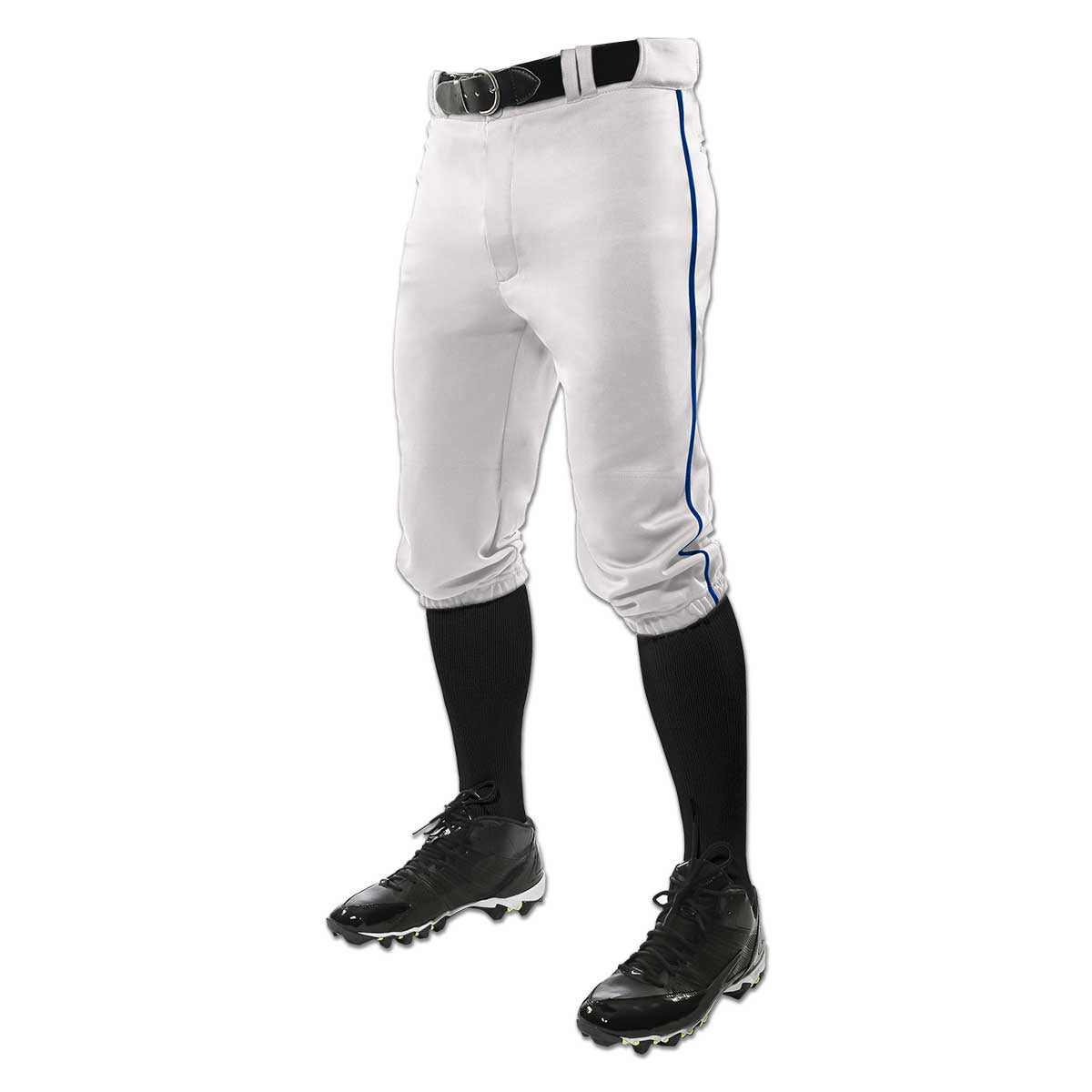 Knicker Knee Length Baseball Pant With Piping WHITE BODY, NAVY PIPE