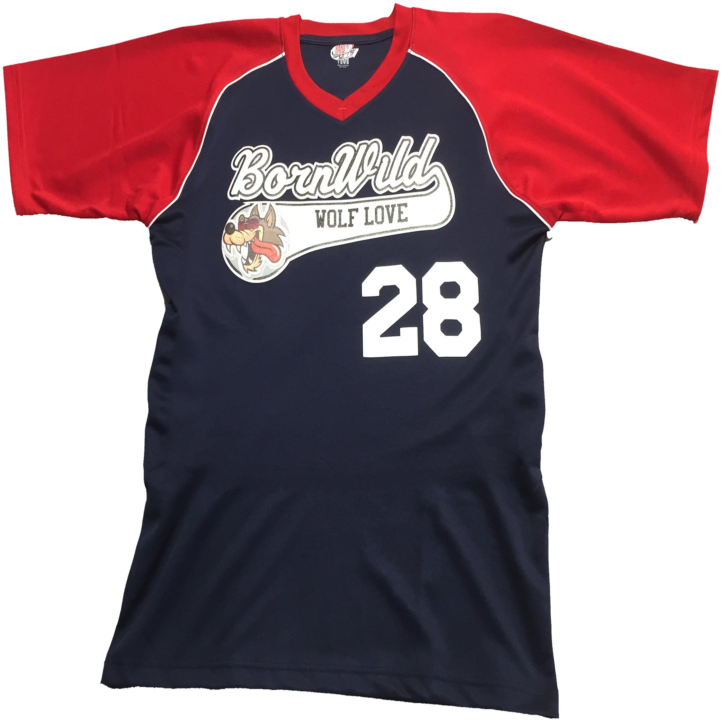 Name in Tail Color Baseball Text Logo V-Neck Custom Baseball Jersey Customized, Player Names and Numbers, Economical Printed in USA
