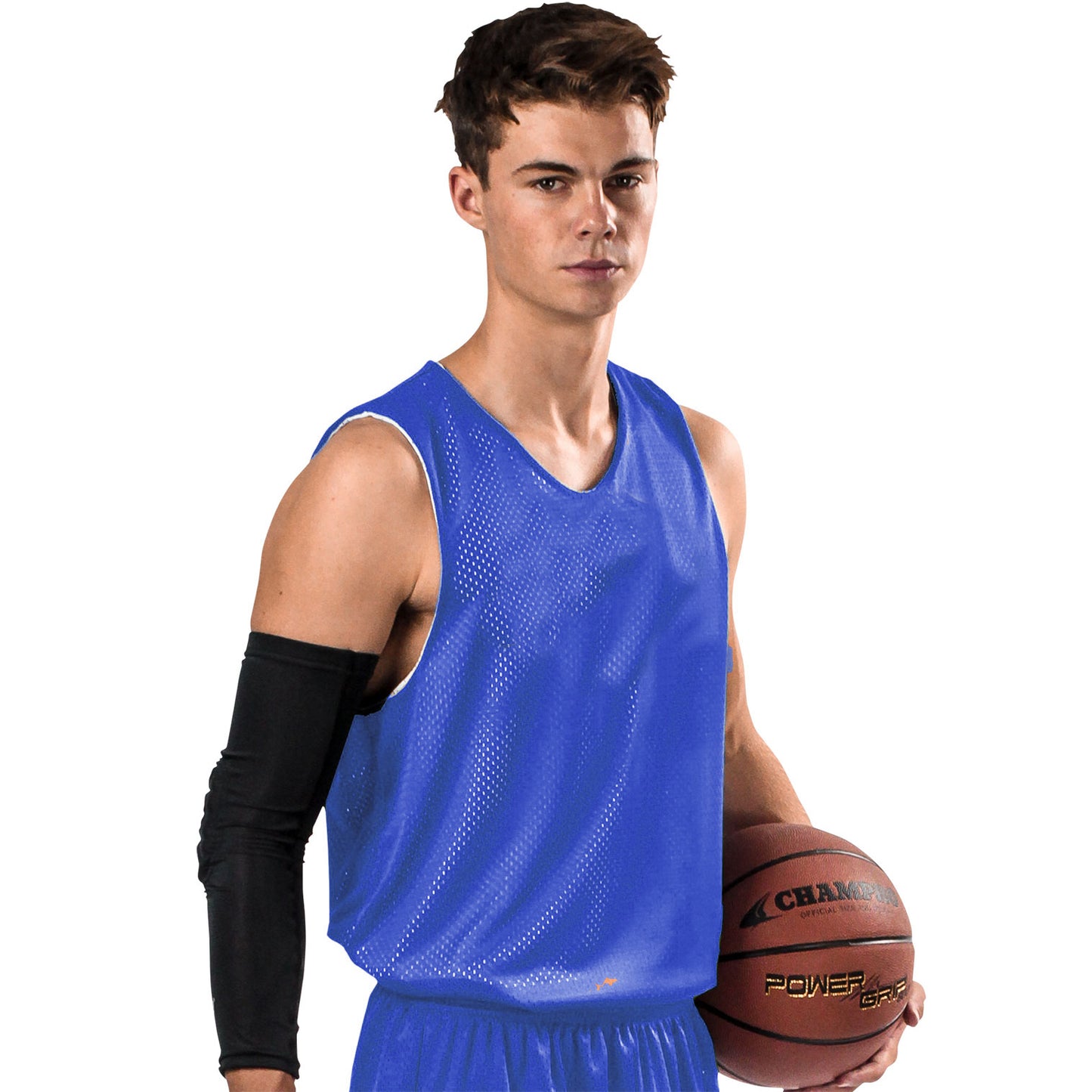 Royal Blue, Navy Blue, Light Blue, White, Gold | Custom Reversible Basketball Jersey | Tricot Mesh.  Team, Player Name & Numbers Reverse