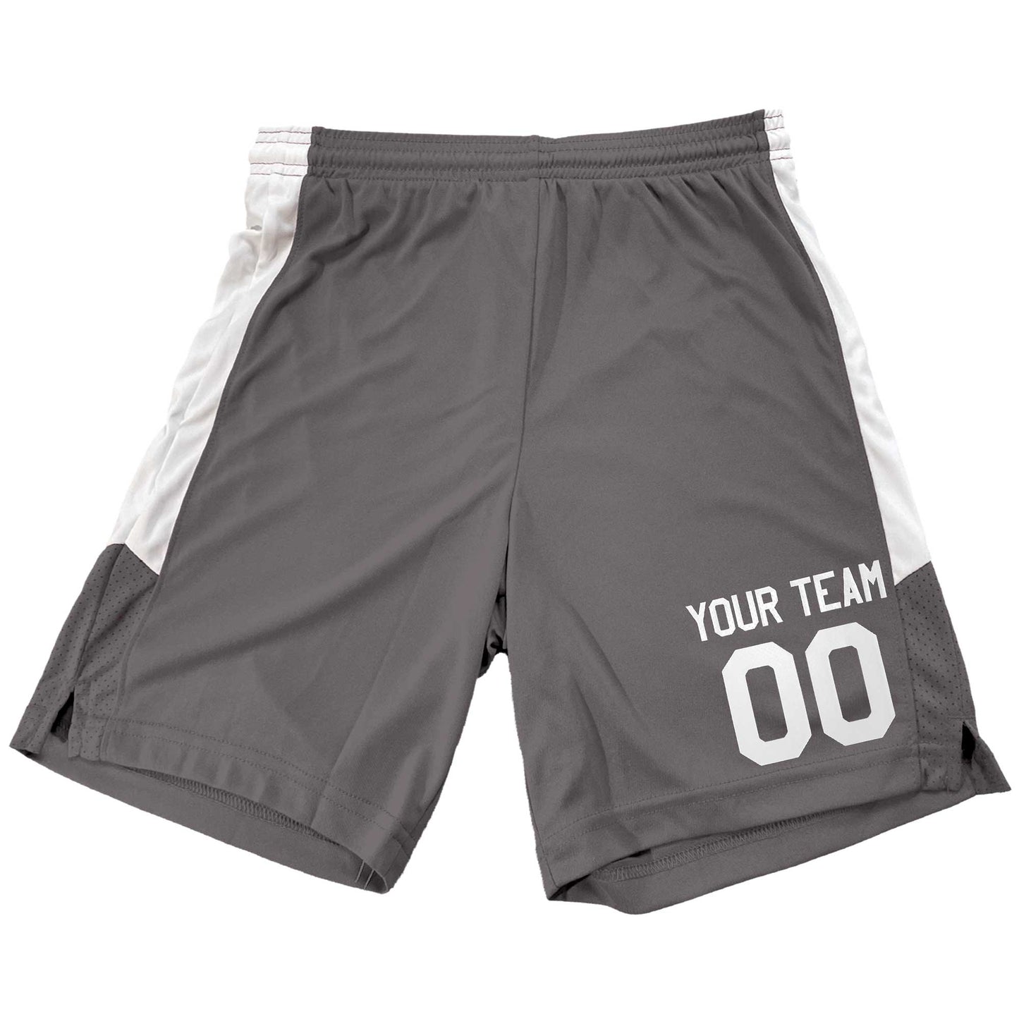 Youth Custom Basketball Shorts for Boys and Girls, Contrast Mesh Side Panel, Customized Name and Left Leg Number, Matching Jersey Available
