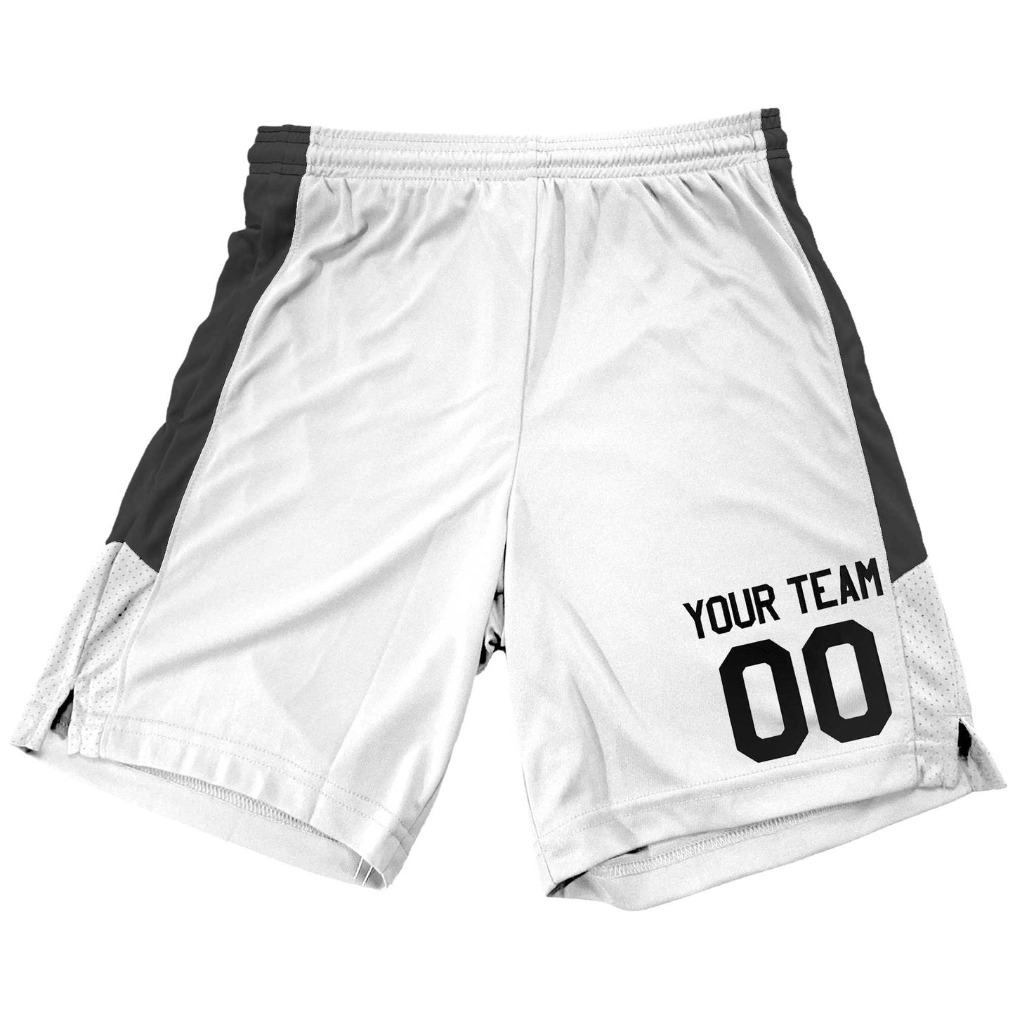 Youth Custom Basketball Shorts for Boys and Girls, Contrast Mesh Side Panel, Customized Name and Left Leg Number, Matching Jersey Available