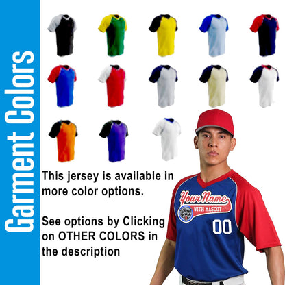 Royal Blue, Scarlet Red and White Custom Baseball Jersey with Your Team, Player Name and Numbers Custom Baseball Logo