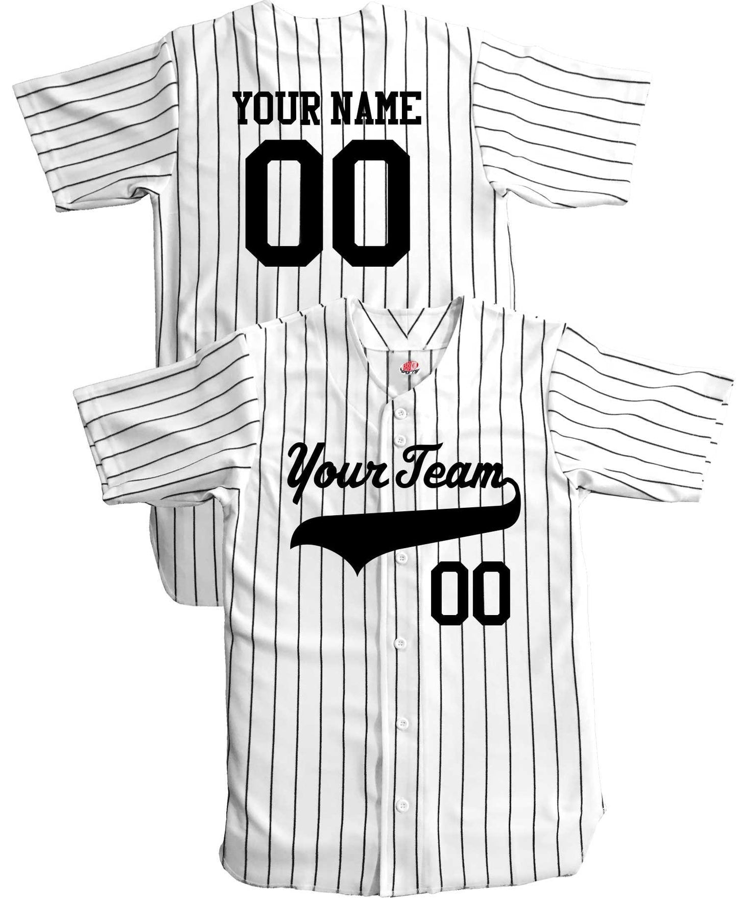 Together Since Anniversary Custom Pinstriped Baseball Jersey| Full Button Down, White with Black Pinstripes Personalized Jersey