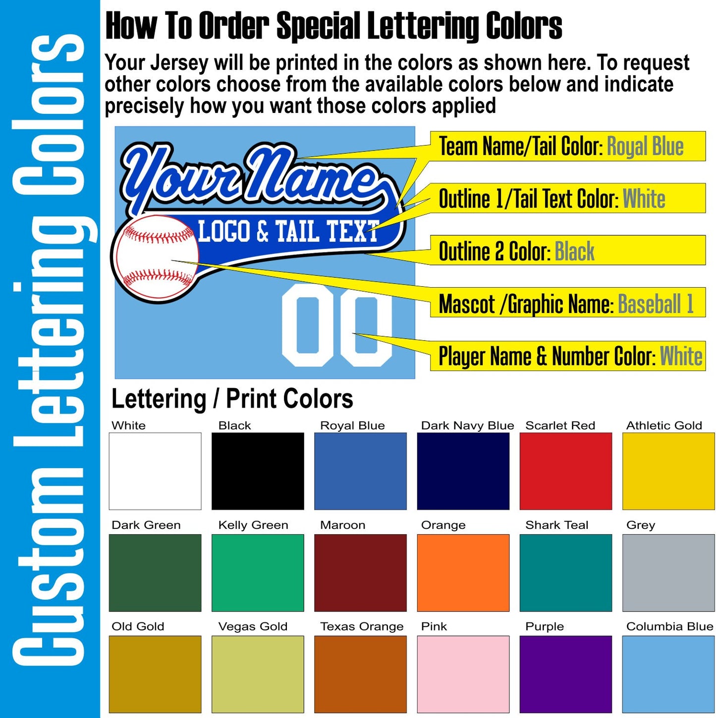 Light Blue, Royal Blue and White Custom Baseball Jersey with Your Team, Player Name and Numbers Custom Baseball Logo