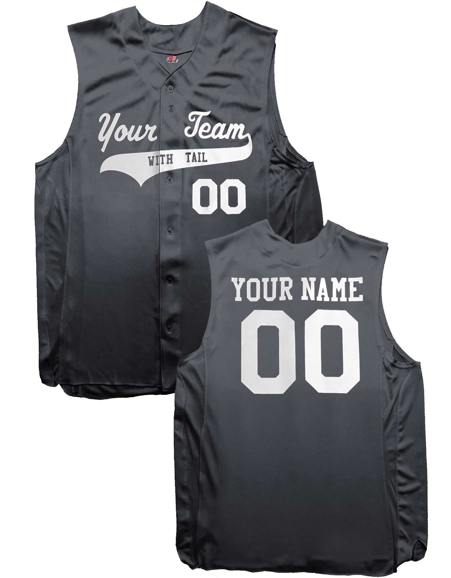Solid Color 6 Button Double Knit Sleeveless Baseball Jersey| Custom Jersey with Team, Player, Numbers Black, White, Natural, Graphite, Grey