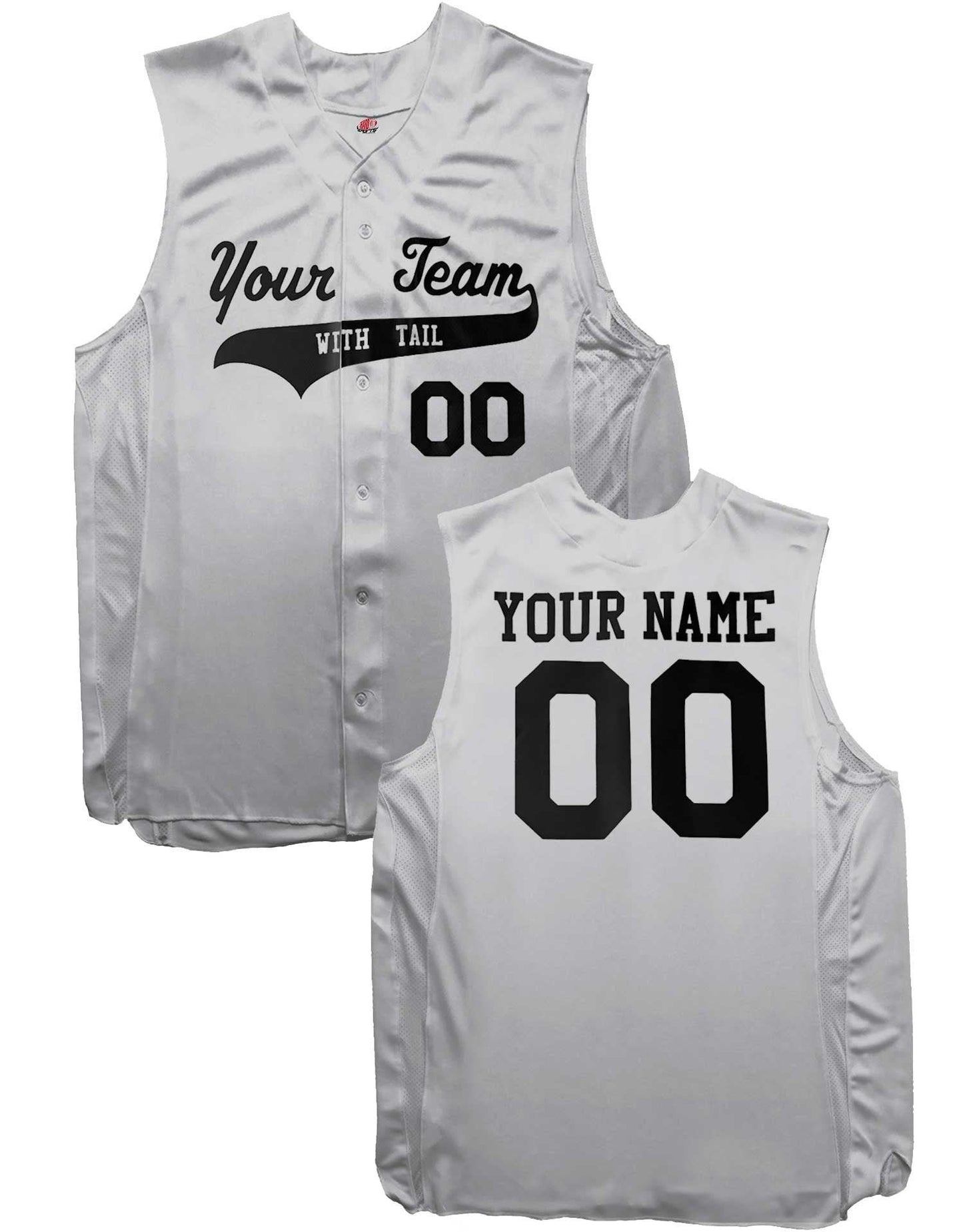 Solid Color 6 Button Double Knit Sleeveless Baseball Jersey| Custom Jersey with Team, Player, Numbers Black, White, Natural, Graphite, Grey