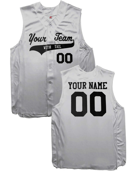 Solid Color 6 Button Double Knit Sleeveless Baseball Jersey| Custom Jersey with Team, Player, Numbers Black, White, Natural, Graphite, Grey