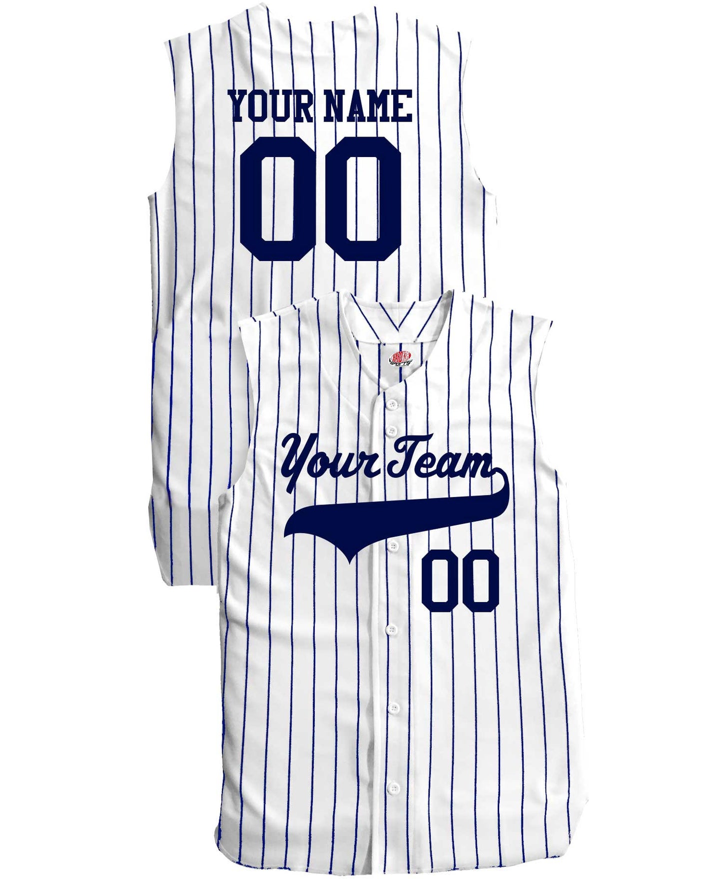 Custom Pinstriped Sleeveless Baseball Jersey| Personalized Jersey with your Team, Player, Numbers