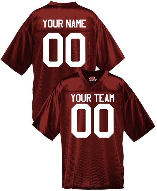 Customized Maroon Football Jersey with Your Name and Number Printed on Front and Back, No Minimums, Fast Production Printed in USA