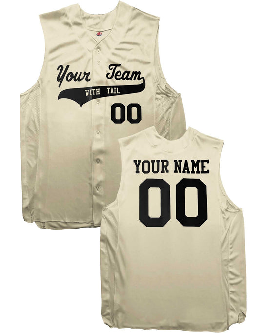 Solid Color 6 Button Double Knit Sleeveless Baseball Jersey| Custom Jersey with Team, Player, Numbers Black, White, Natural, Graphite, Grey