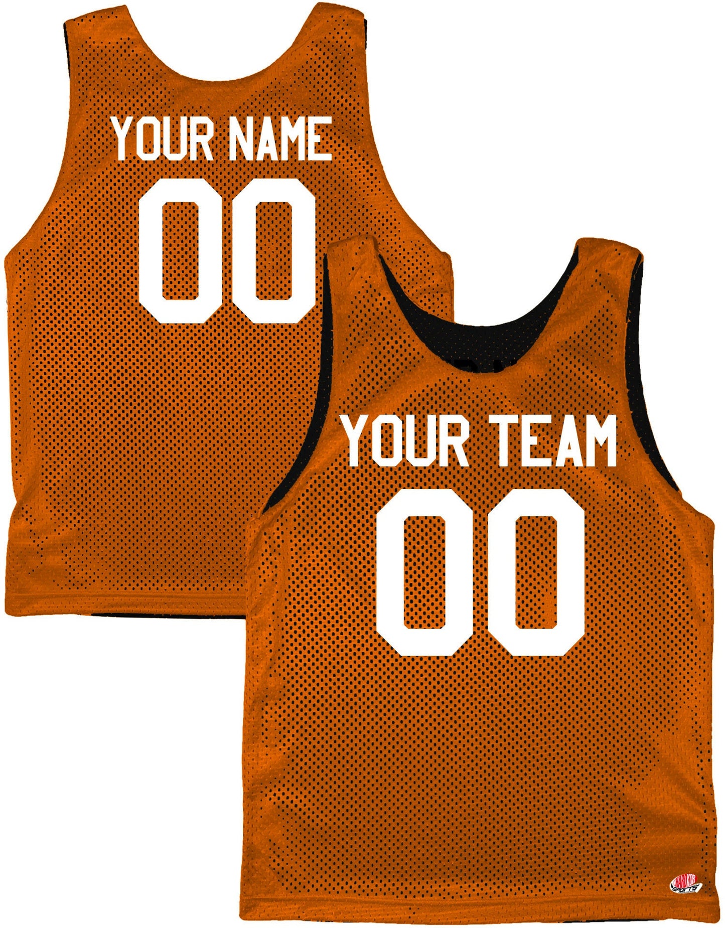 Orange Black White | Custom Reversible Basketball Jersey | Tricot Mesh 2 Sided. Halloween Colors, Player Name & Numbers on both sides