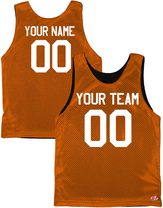 Orange Black White | Custom Reversible Basketball Jersey | Tricot Mesh 2 Sided. Halloween Colors, Player Name & Numbers on both sides