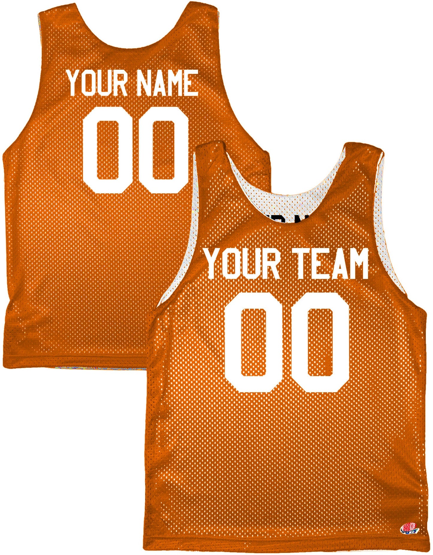 Orange Black White | Custom Reversible Basketball Jersey | Tricot Mesh 2 Sided. Halloween Colors, Player Name & Numbers on both sides