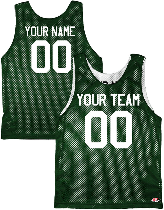Dark Forest Green, Vegas Gold, Gold, Black and White | Custom Reversible Basketball Jersey | Tricot Mesh. Team, Player Name, Numbers