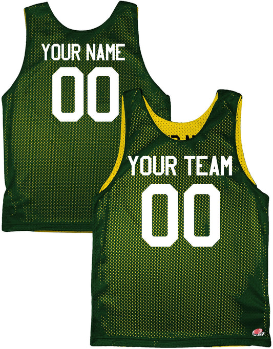 Dark Forest Green, Vegas Gold, Gold, Black and White | Custom Reversible Basketball Jersey | Tricot Mesh.  Team, Player Name, Numbers