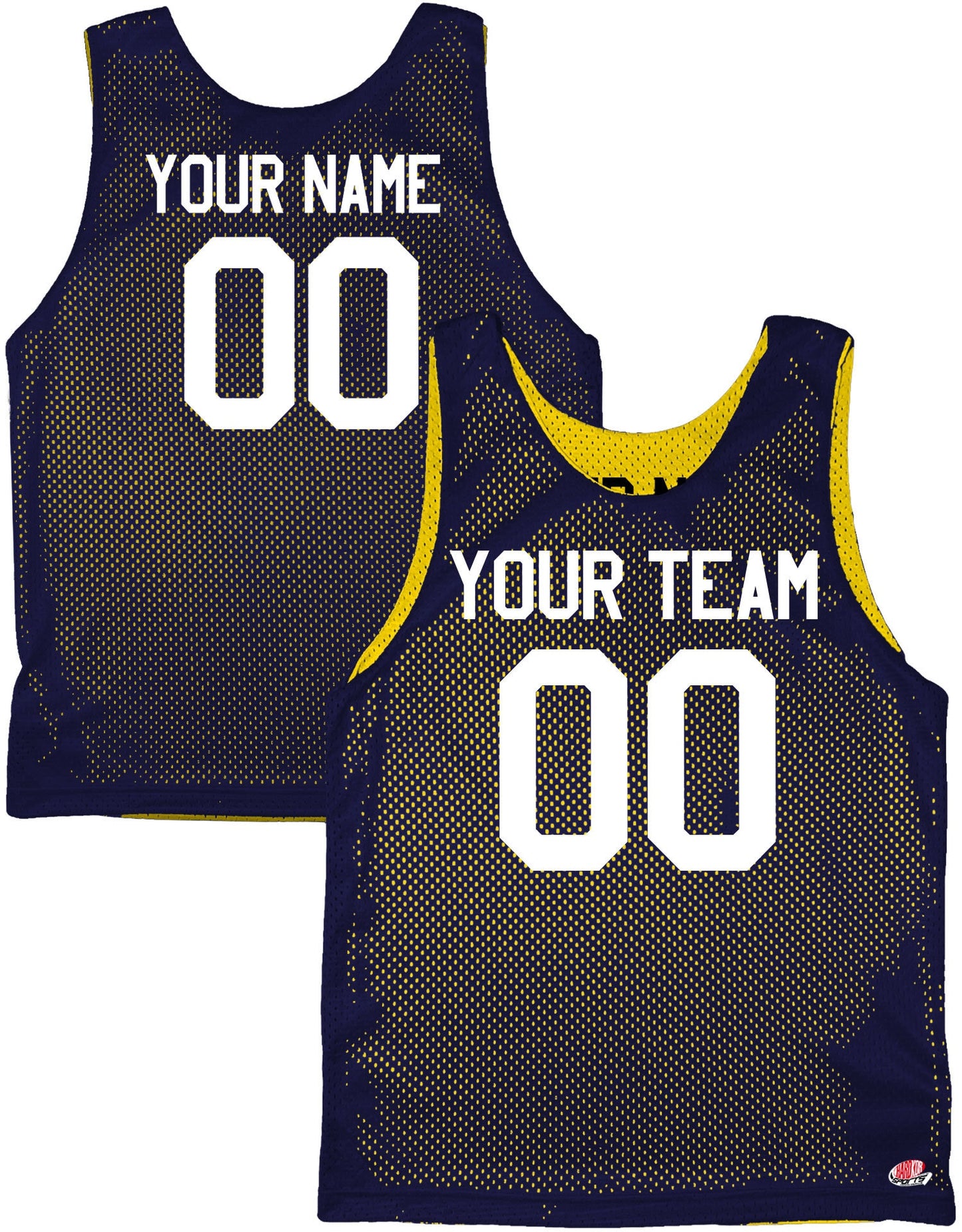 Royal Blue, Navy Blue, Light Blue, White, Gold | Custom Reversible Basketball Jersey | Tricot Mesh.  Team, Player Name & Numbers Reverse