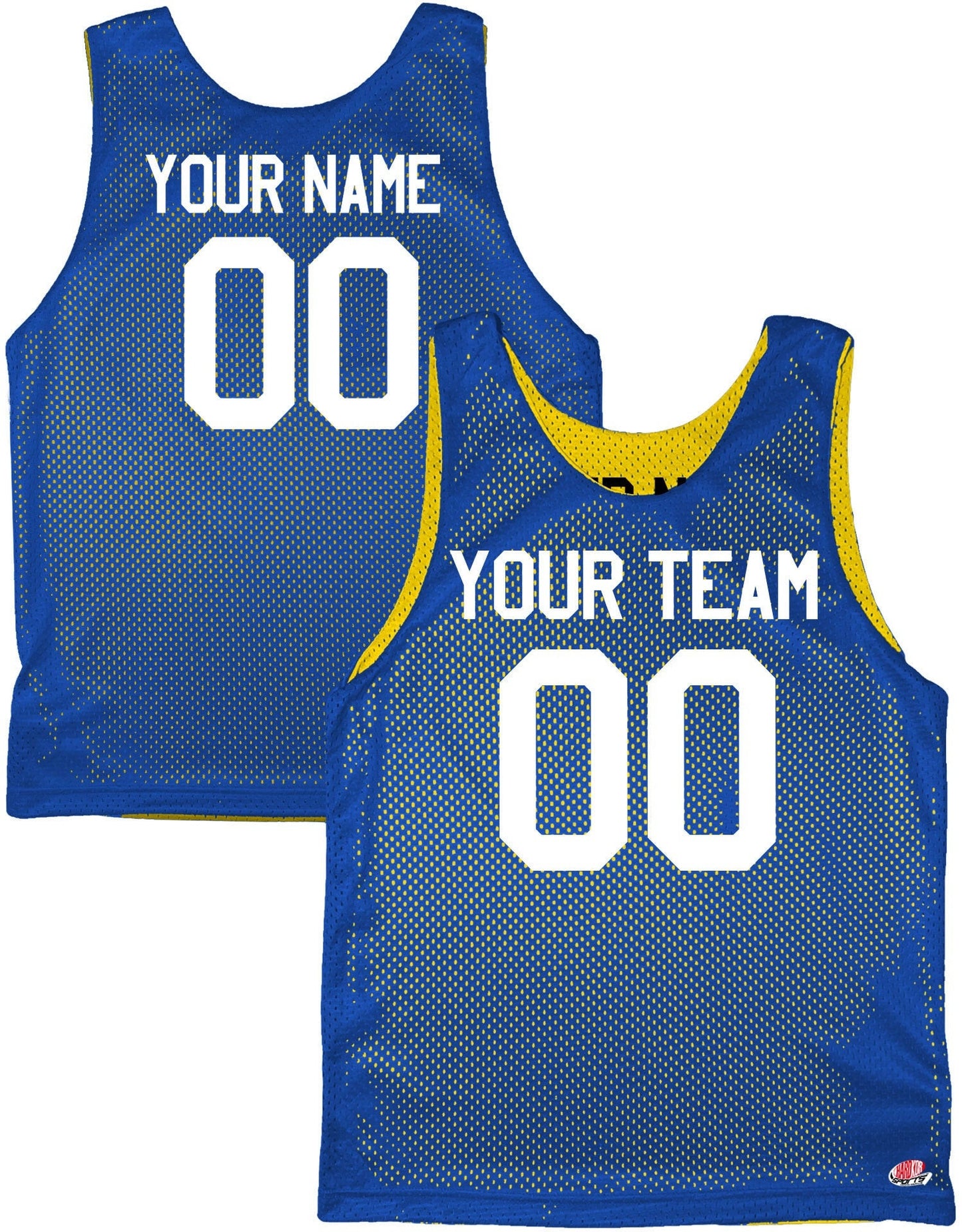 Royal Blue, Navy Blue, Light Blue, White, Gold | Custom Reversible Basketball Jersey | Tricot Mesh.  Team, Player Name & Numbers Reverse