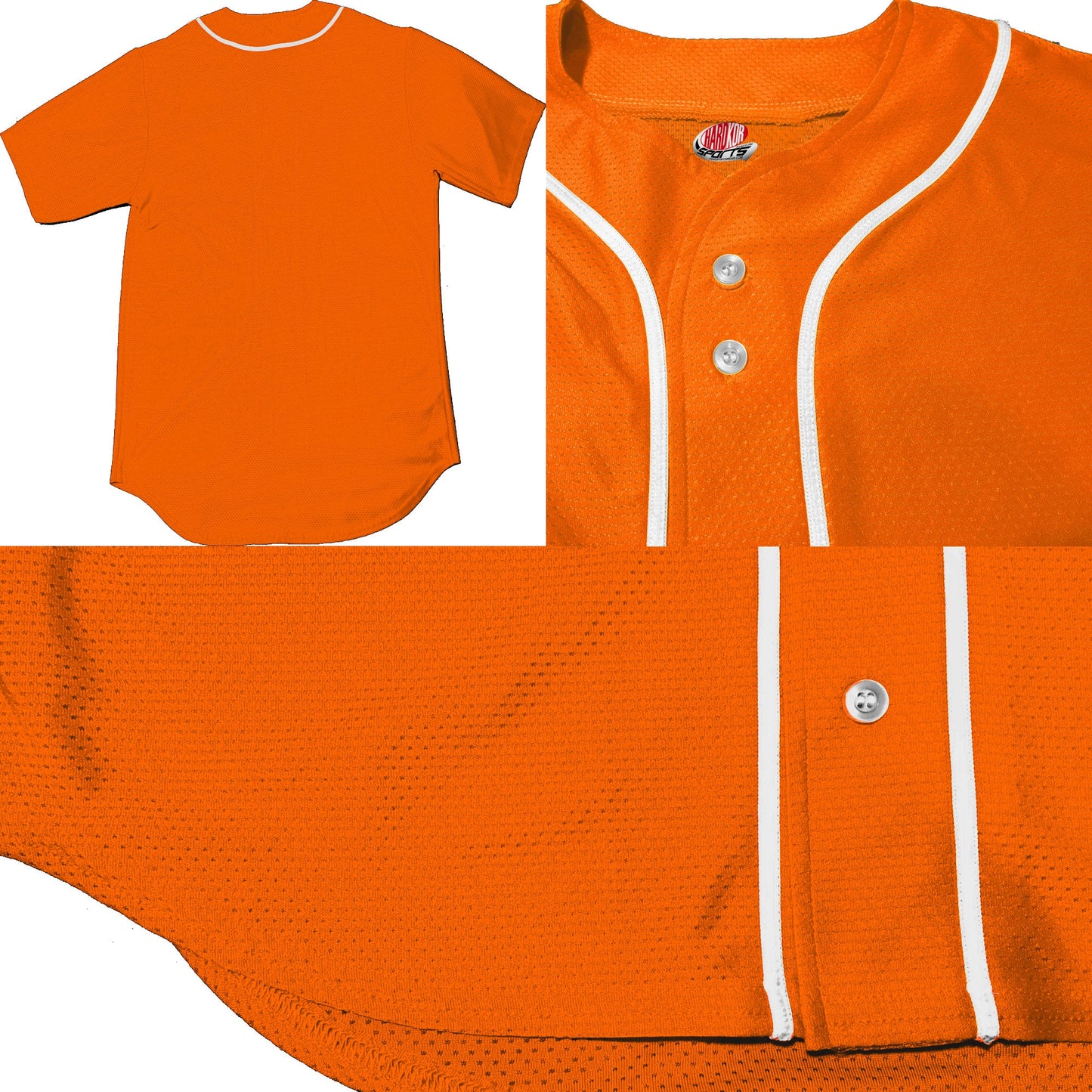 Custom Orange Baseball Jersey with White Piping. Personalized with Your Team as a Baseball Logo, Player Name and Numbers