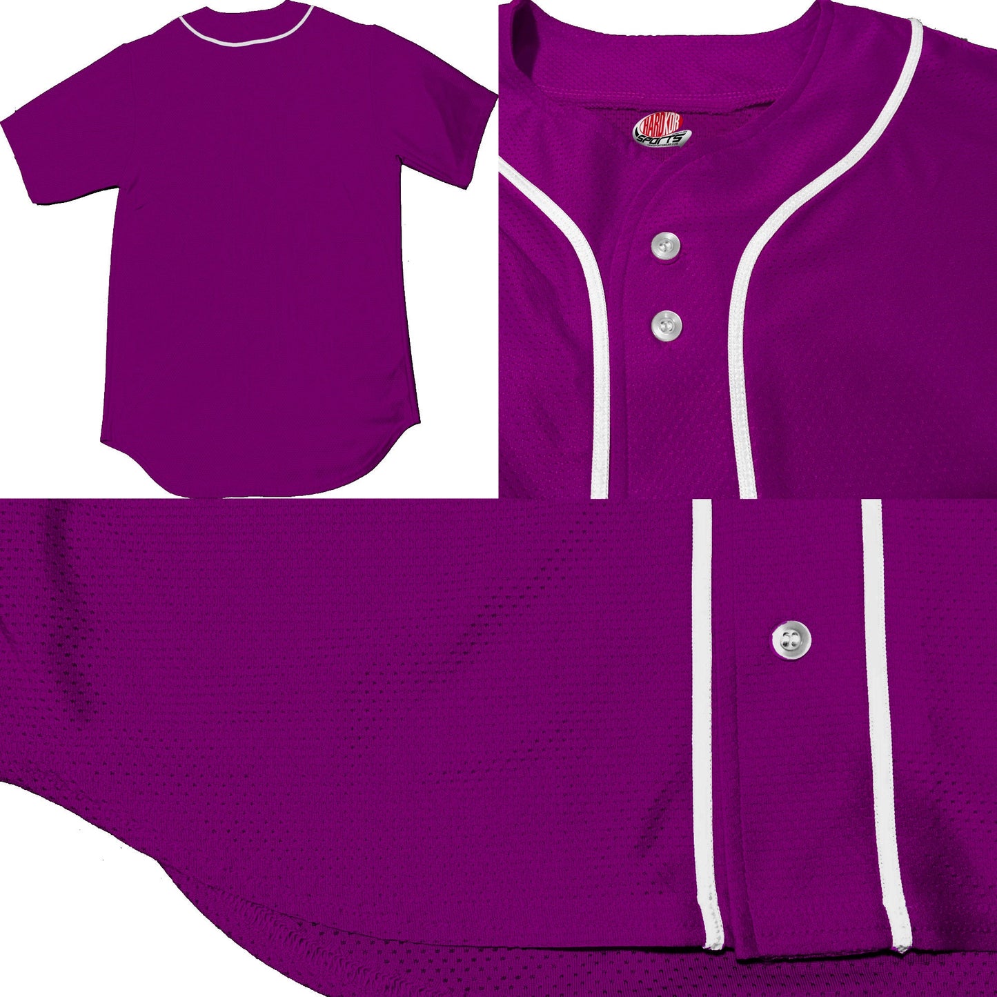 Custom Purple Baseball Jersey with White Piping | Customized Team Logo Graphic | Full Button Down | Player Name and Numbers