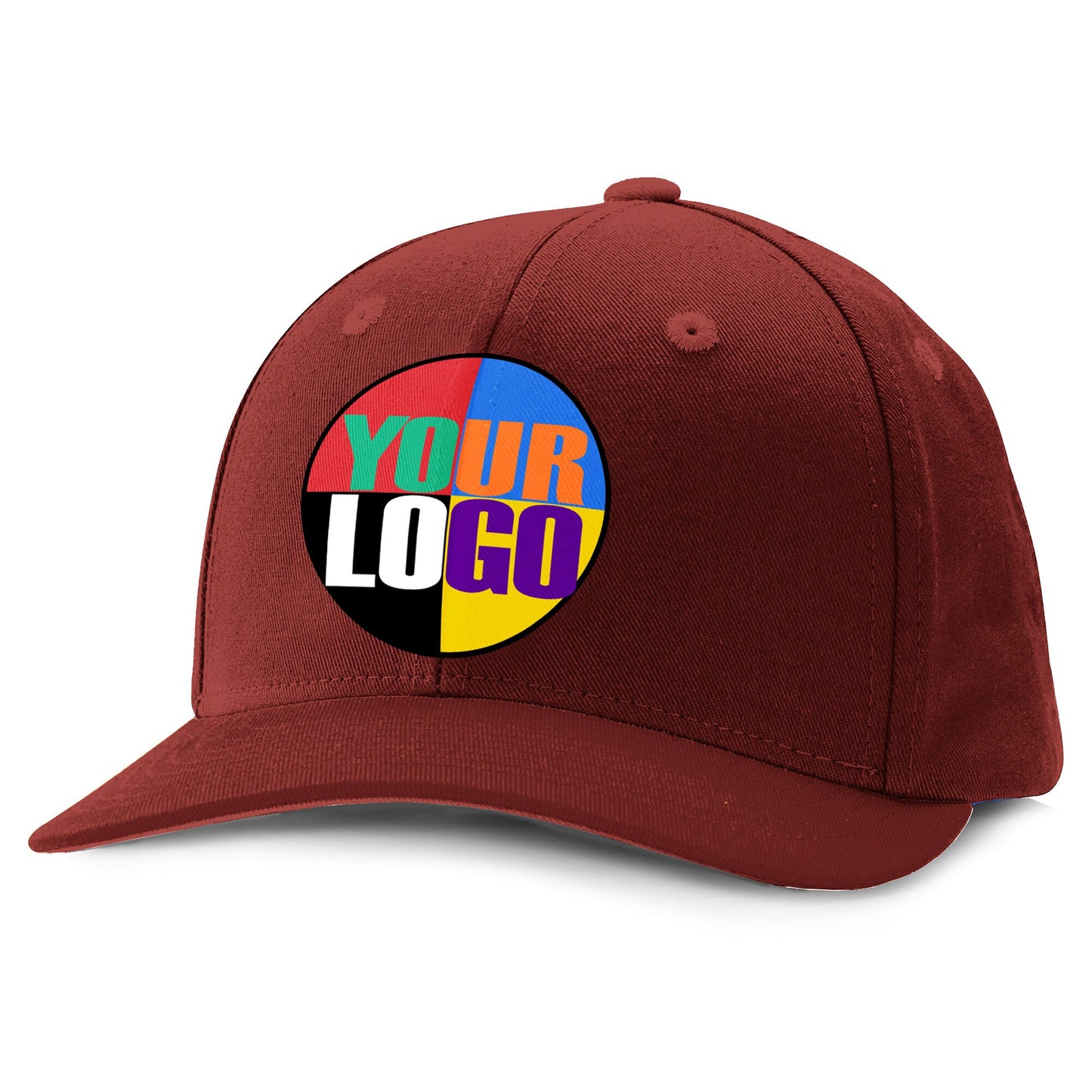 Custom Logo Snapback Baseball Hat | Black, White, Grey, Purple, Maroon, Dark Green | Vinyl Print with Your Logo includes setup