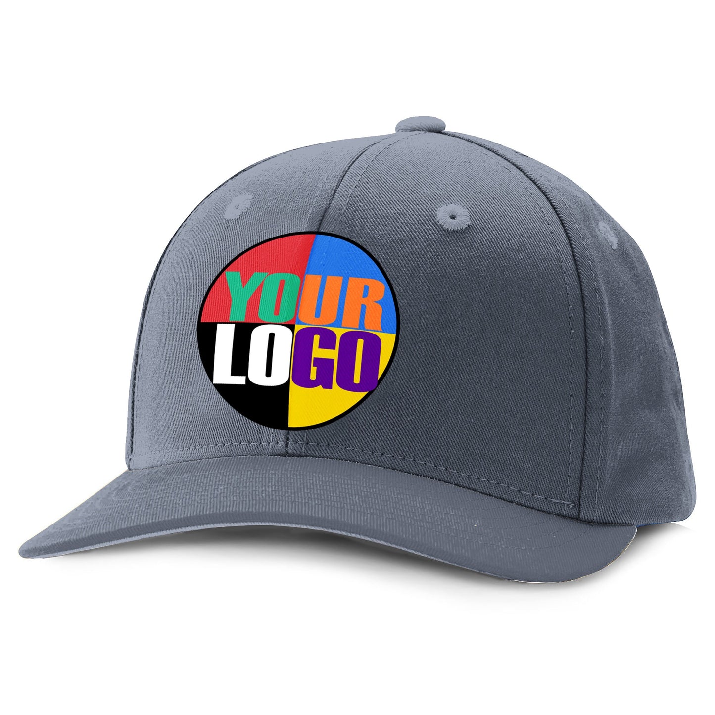 Custom Logo Snapback Baseball Hat |  Black, White, Grey, Purple, Maroon, Dark Green | Vinyl Print with Your Logo includes setup