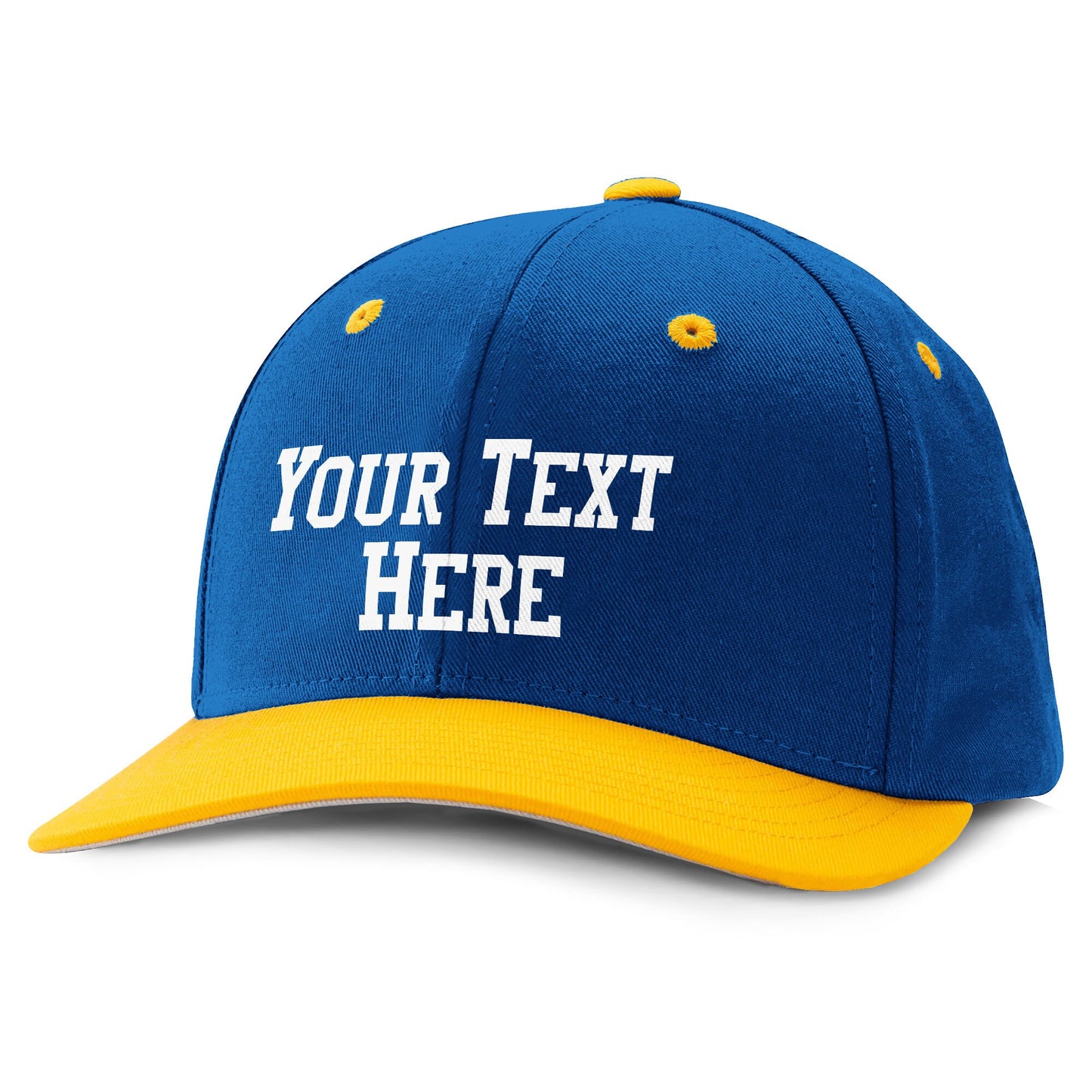 Custom Snapback Baseball Hat | Red, White, Blue & Gold | Vinyl Print with Any Message | 18 font color and 6 styles | up to 36 Characters