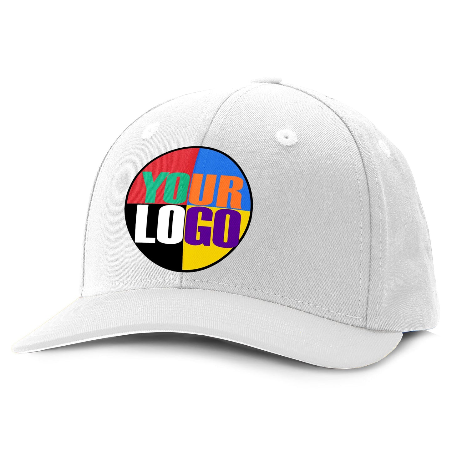 Custom Logo Snapback Baseball Hat |  Black, White, Grey, Purple, Maroon, Dark Green | Vinyl Print with Your Logo includes setup