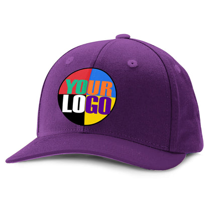 Custom Logo Snapback Baseball Hat |  Black, White, Grey, Purple, Maroon, Dark Green | Vinyl Print with Your Logo includes setup