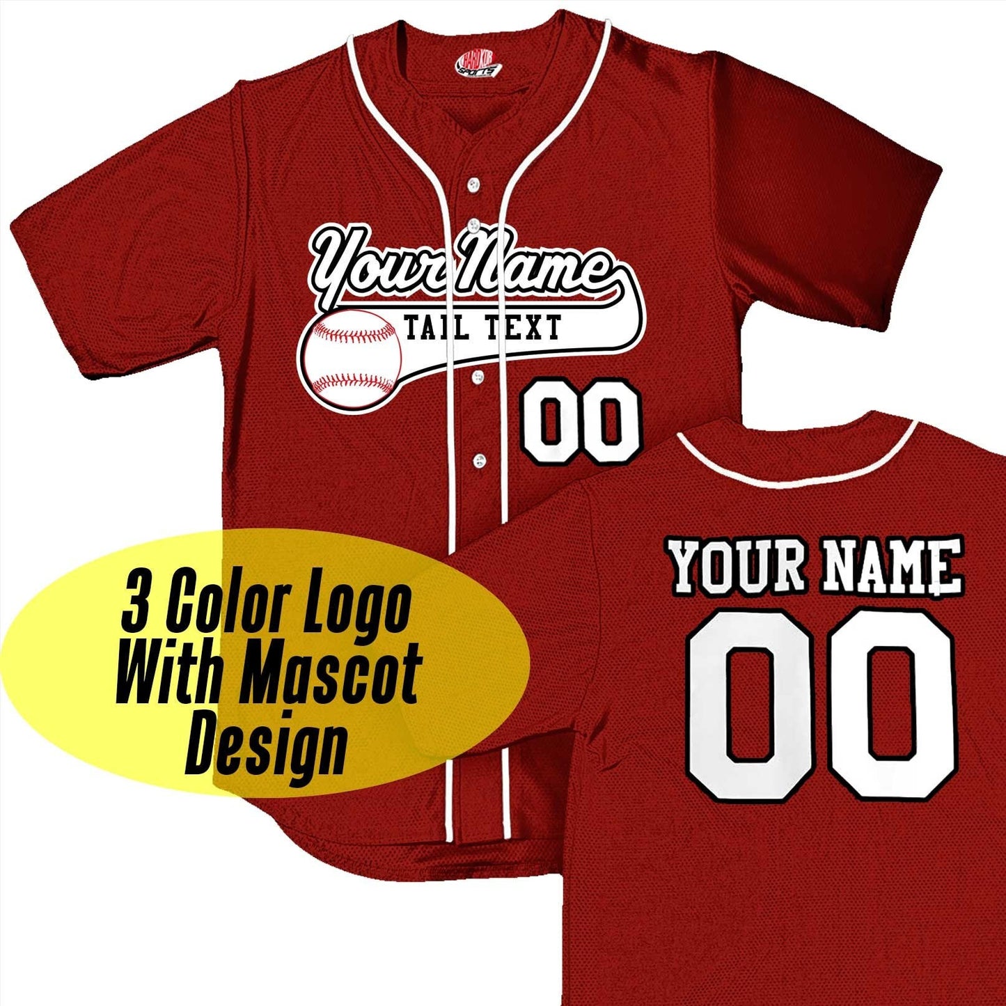 Design Your Own Hip Hop 2 Color Print Custom Maroon Baseball Jersey with White Piping | Customized Team Logo Graphic