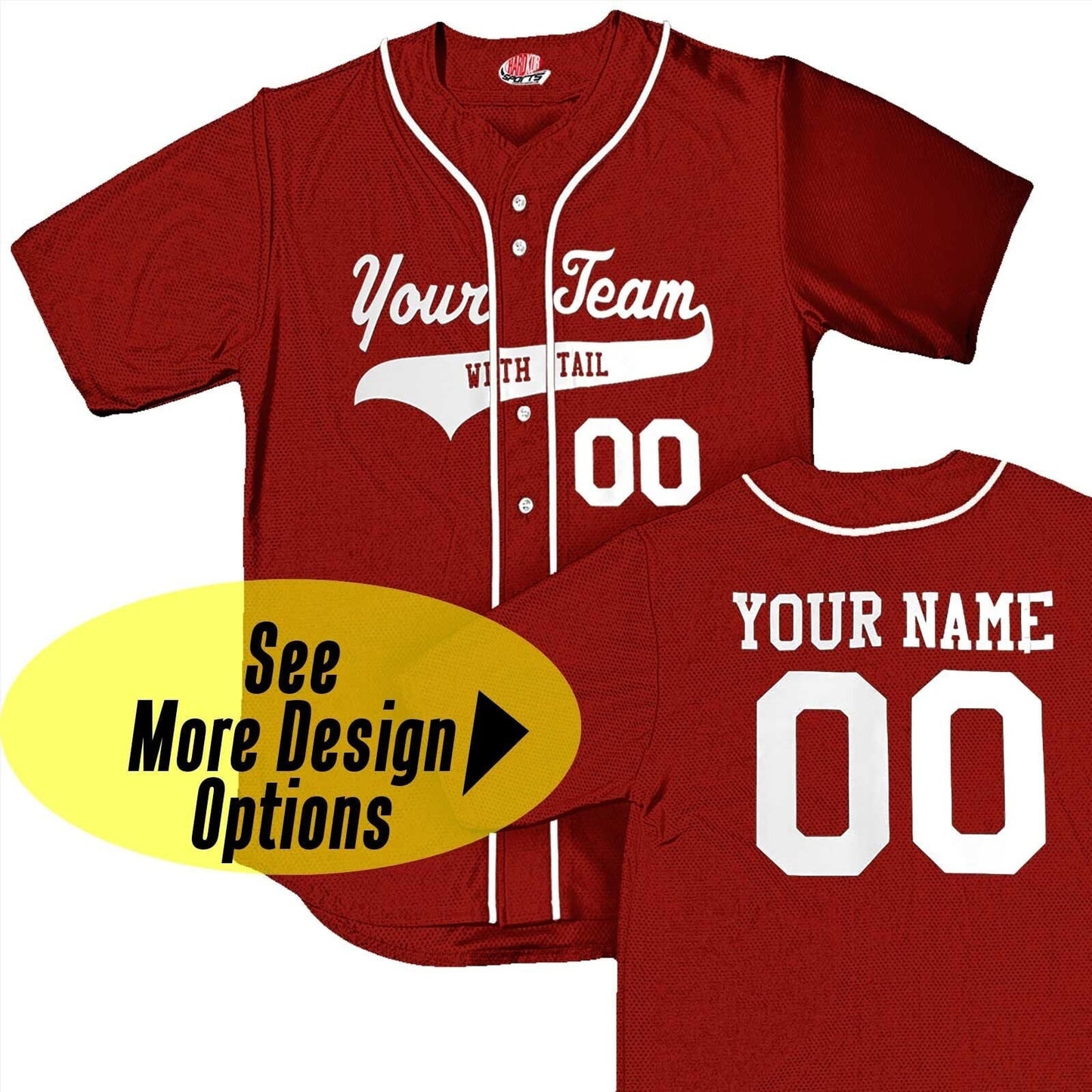 Design Your Own Hip Hop 2 Color Print Custom Maroon Baseball Jersey with White Piping | Customized Team Logo Graphic