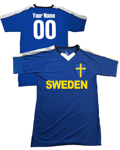 Custom Sverige Sweden Soccer Shield Design Jersey Personalized with Your Name and Number in Your choice of colors