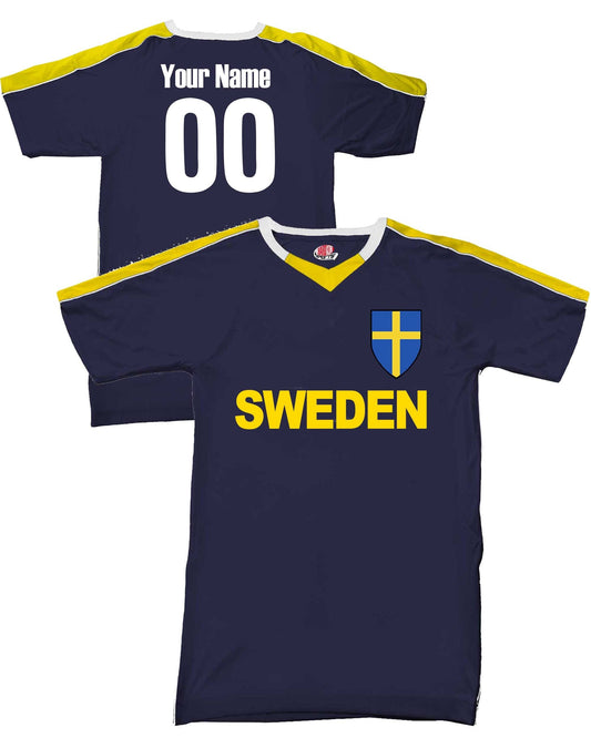 Custom Sverige Sweden Soccer Shield Design Jersey Personalized with Your Name and Number in Your choice of colors