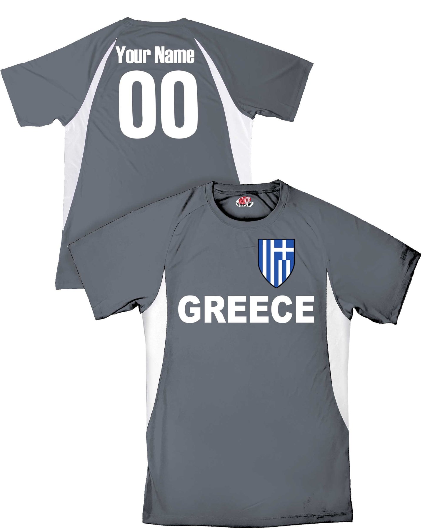 Custom Greece Soccer Jersey with Grecian Flag Shield Design | Personalized with Your Name and Number in Your choice of colors