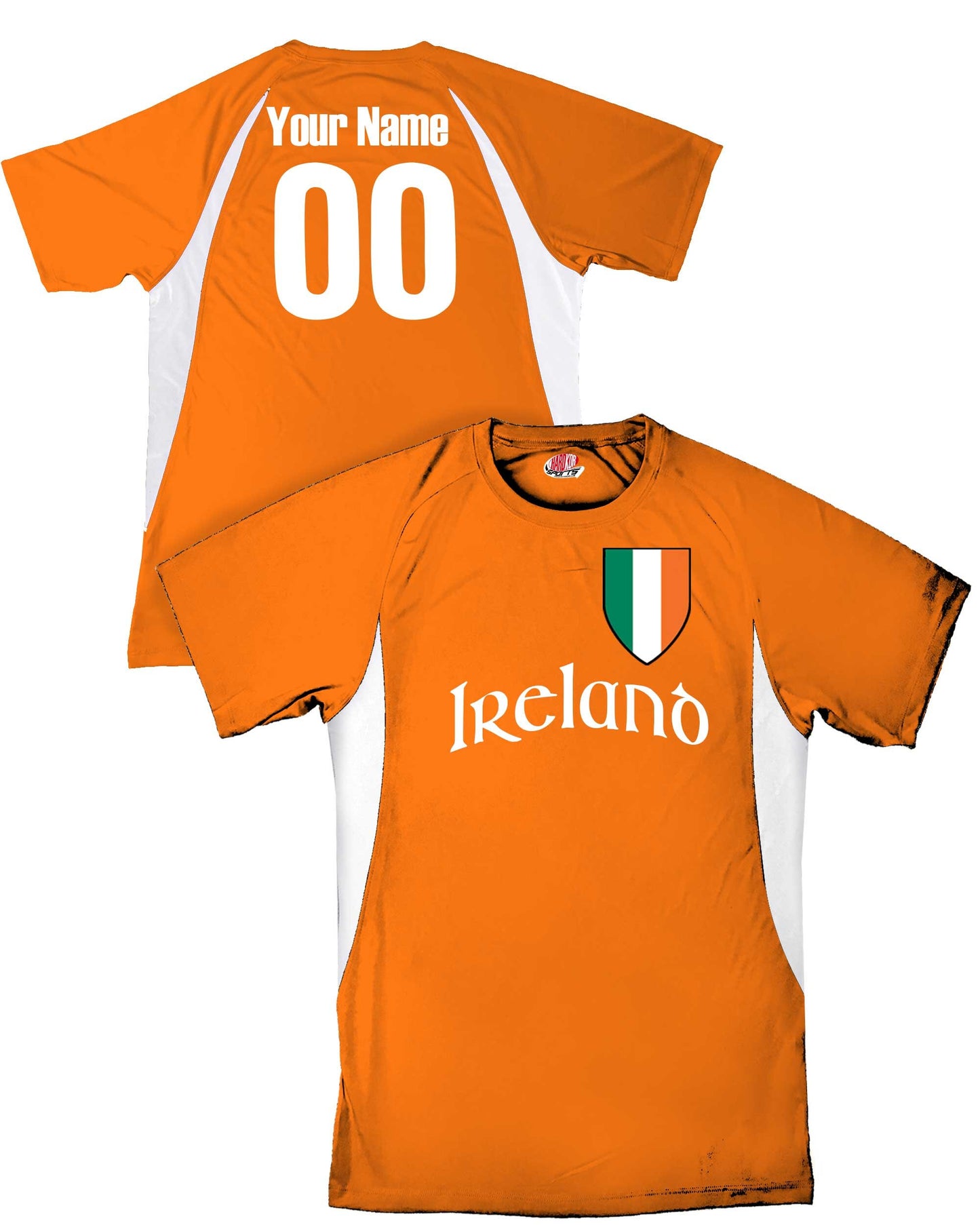 Custom Ireland Soccer Jersey with Irish Flag Shield Design | Personalized with Your Name and Number in Your choice of colors