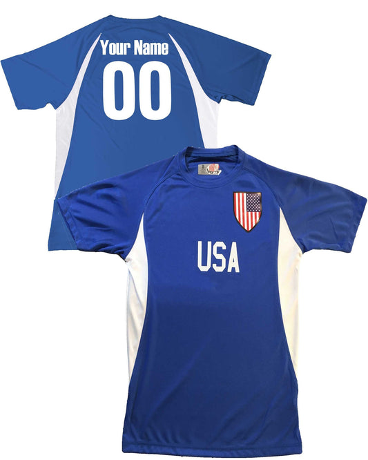 Custom USA Soccer Jersey - Personalized Shield Design with Your Name & Number | HK Sportswear