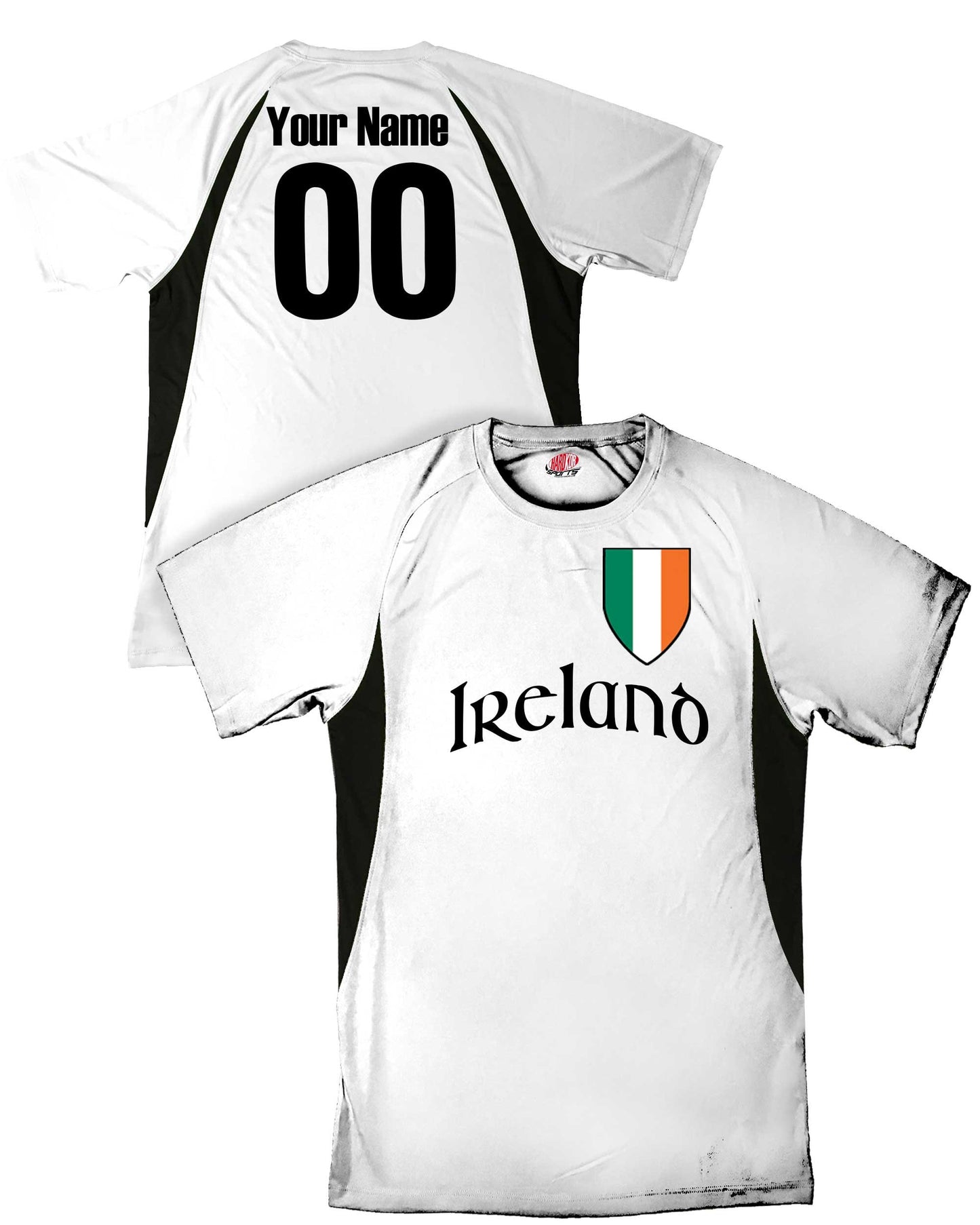 Custom Ireland Soccer Jersey with Irish Flag Shield Design | Personalized with Your Name and Number in Your choice of colors