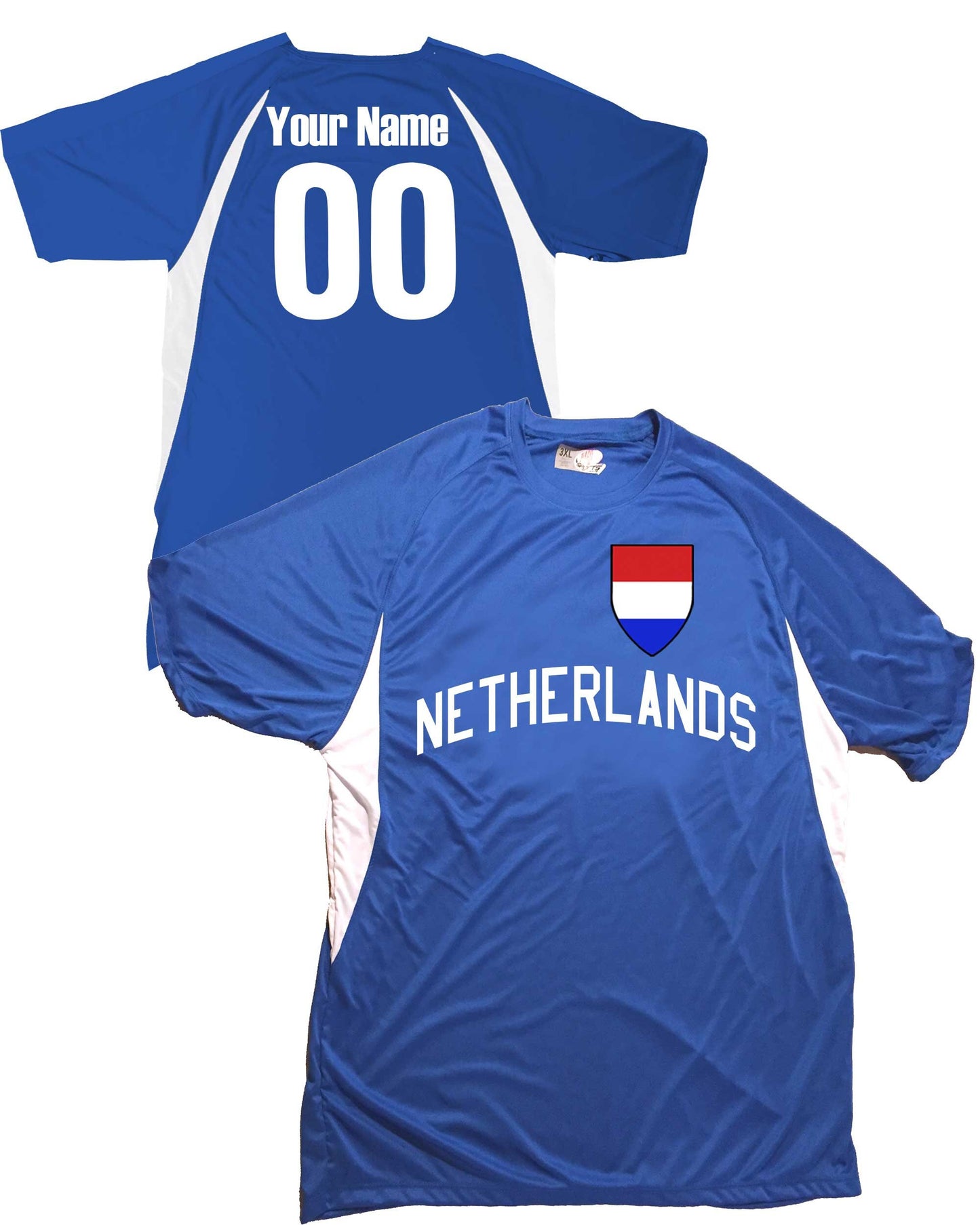 Netherlands Soccer Jersey Shield Design Personalized with Your Names and Numbers in Your choice of Popular Colors