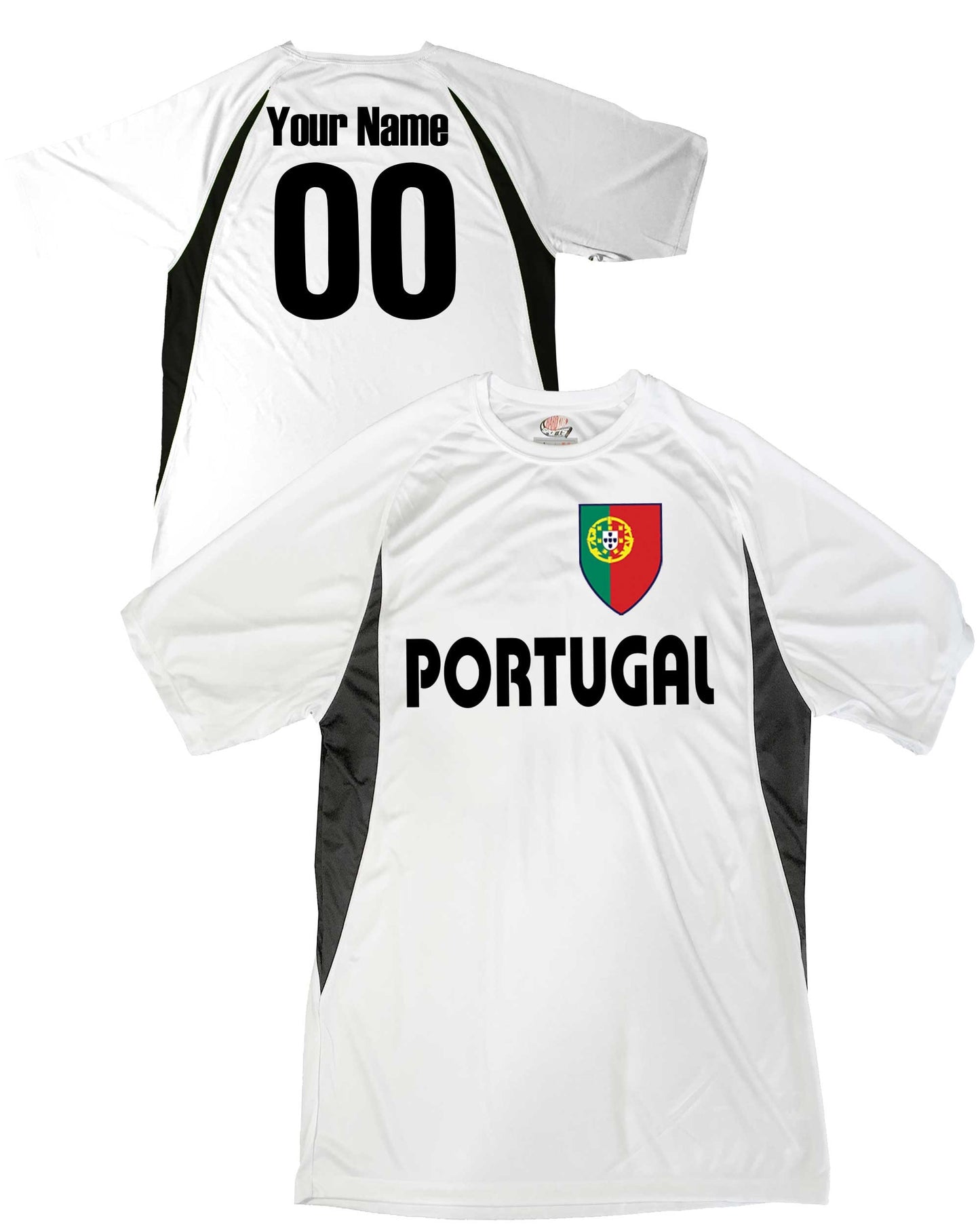Portugal Soccer Jersey Shield Design Customized with Your Names and Numbers in Your choice of Popular Colors
