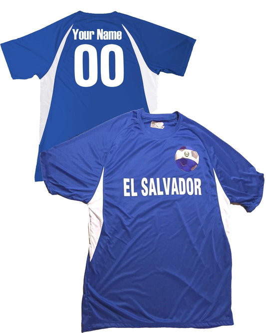 El Salvador Soccer Jersey El Salvadoran Shield Design Customized with Your Names and Numbers in Your choice of Popular Colors