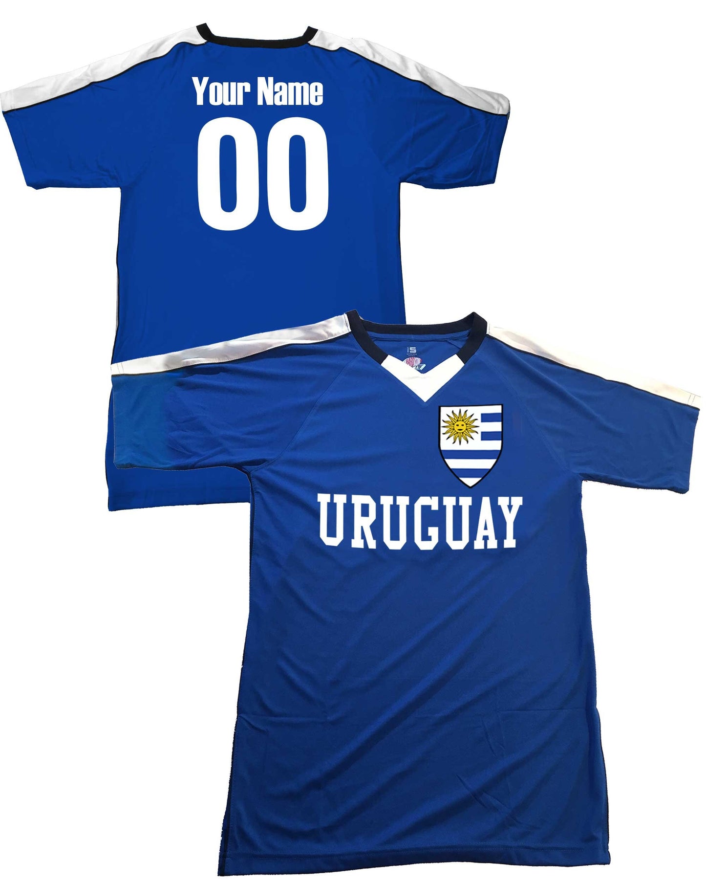 Customize a Uruguayan Soccer Jersey, Unique Uruguay Shield Design, Customized with Your Name and Number on back