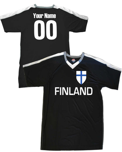 Finland Soccer Jersey Customized with Player Name and Number on Back, Unique Finland Soccer Shield Design with Finnish Flag