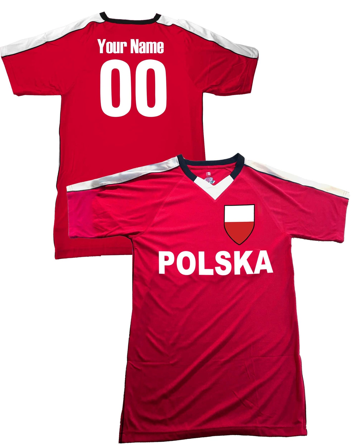 Polska Soccer Jersey Poland Country Name Written in Polish, Personalized with your Player name and Number on back