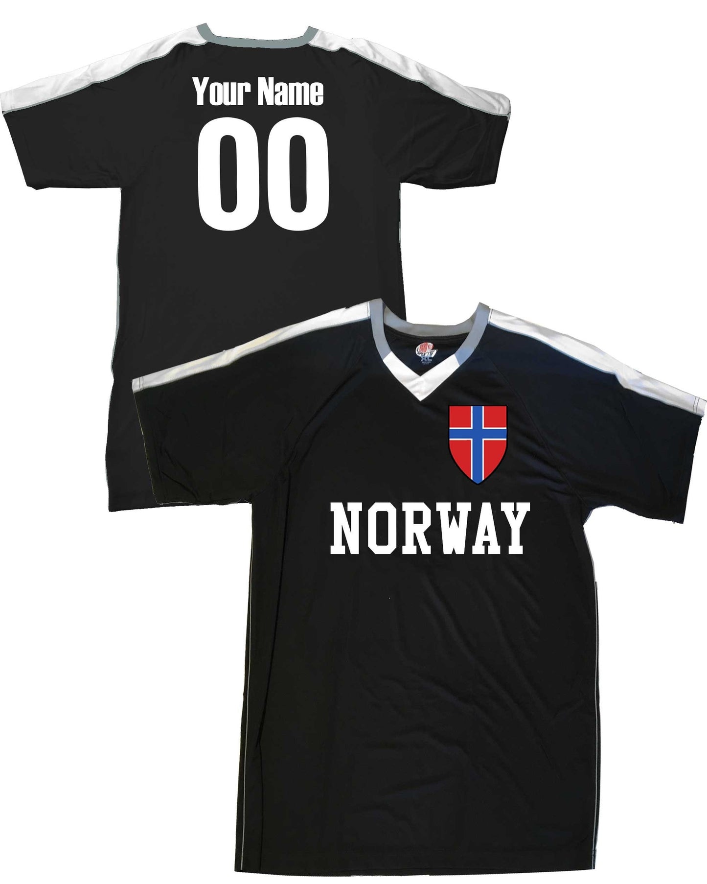 Norway Custom Soccer Jersey with Norwegian Flag on Front, Personalized with your Name and Number on back