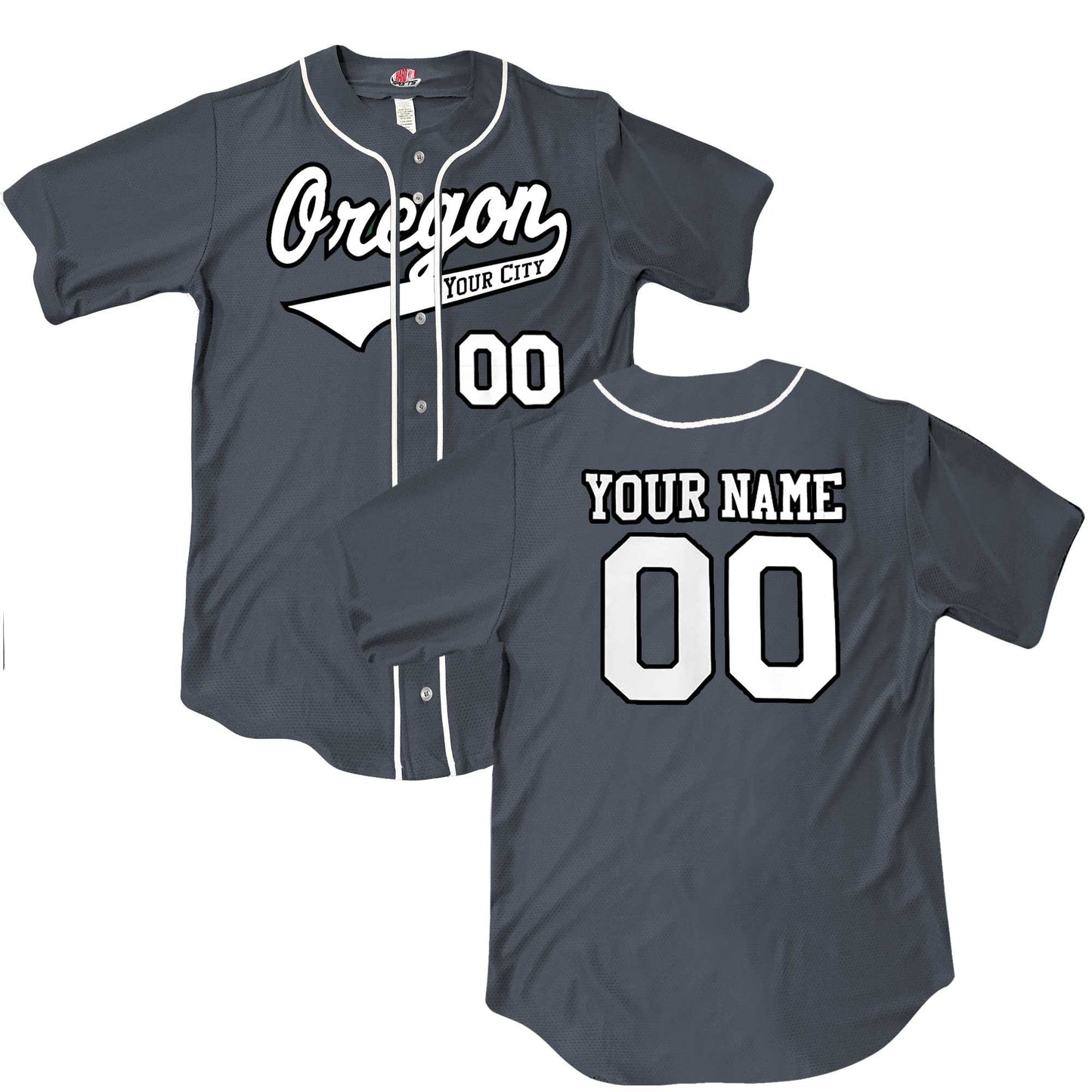 Custom Oregon Baseball Jersey, Dark Green or Graphite Grey, Personalized with Your City, Your Name and Numbers, Choice of Print Options
