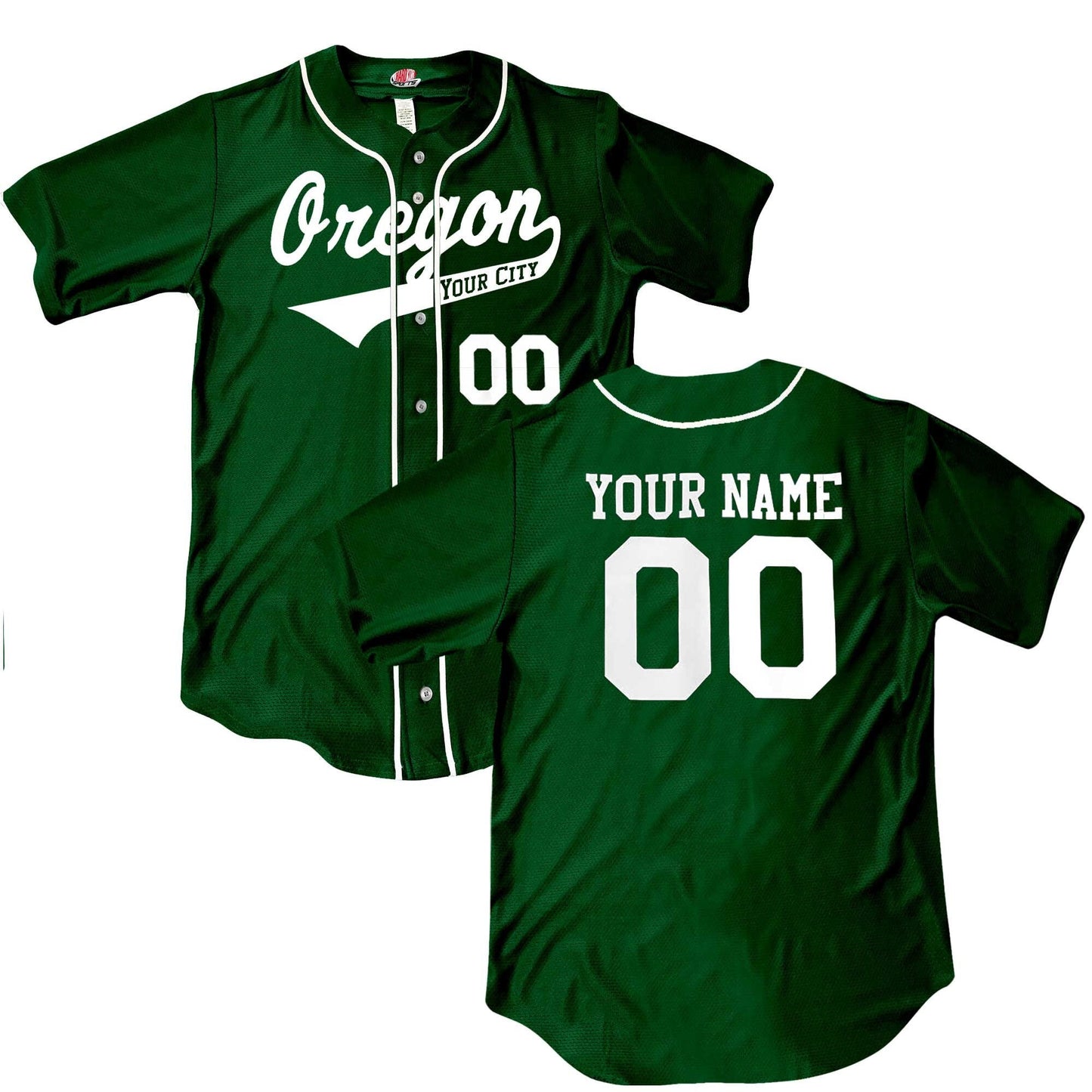 Custom Oregon Baseball Jersey, Dark Green or Graphite Grey, Personalized with Your City, Your Name and Numbers, Choice of Print Options