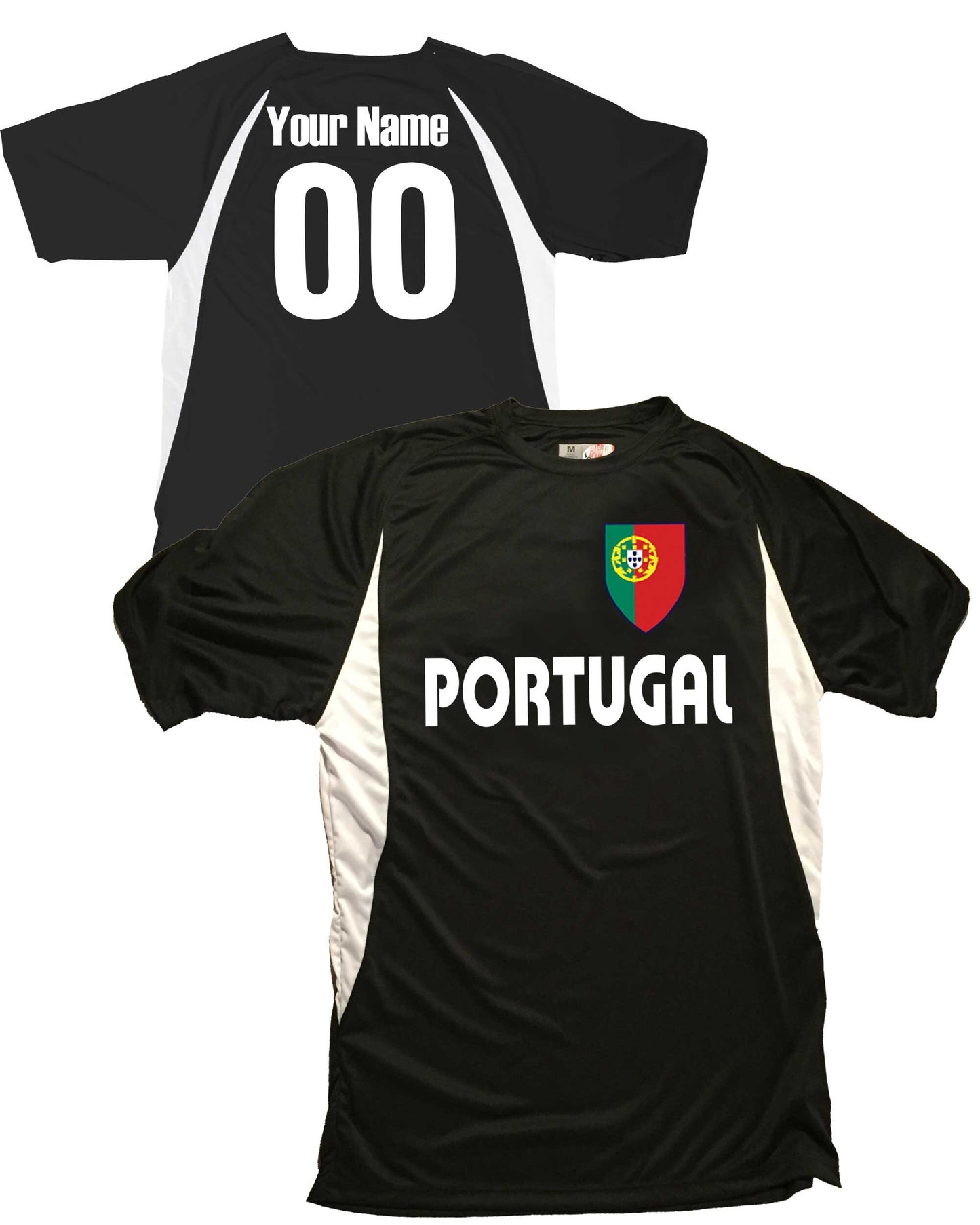 Portugal Soccer Jersey Shield Design Customized with Your Names and Numbers in Your choice of Popular Colors