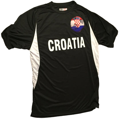 Croatia Soccer Jersey, Croatian Flag Soccer Ball Design, Customized with Your Names and Numbers in Your choice of Popular Colors