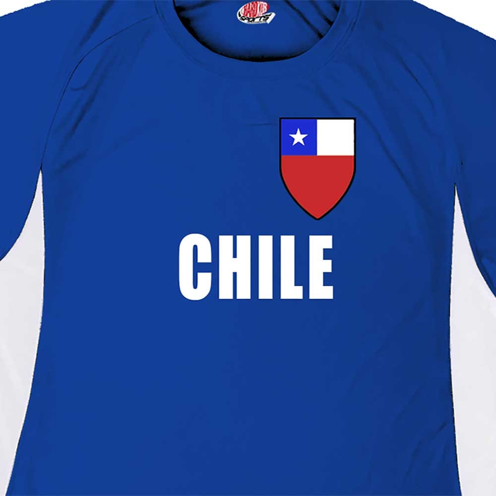 Chile Soccer Jersey Chilean Shield Design Customized with Your Names and Numbers in Your choice of Popular Colors